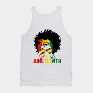 Black Women Messy Bun Juneteenth Celebrate Indepedence Day Tank Top